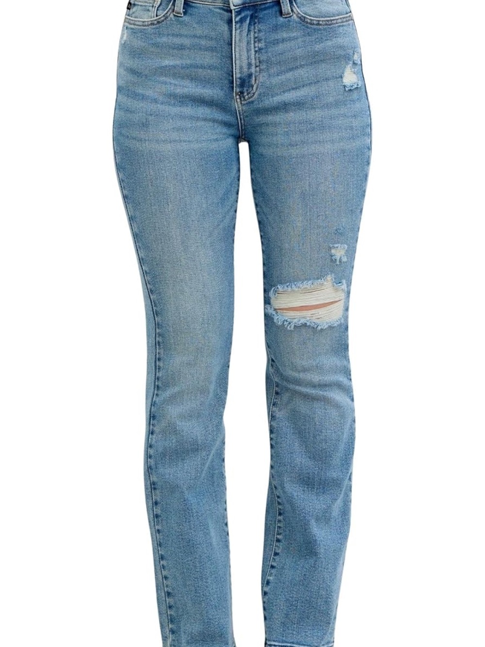 Judy Blue Women's Mid-Rise Distressed and Released Hem Bootcut Jeans